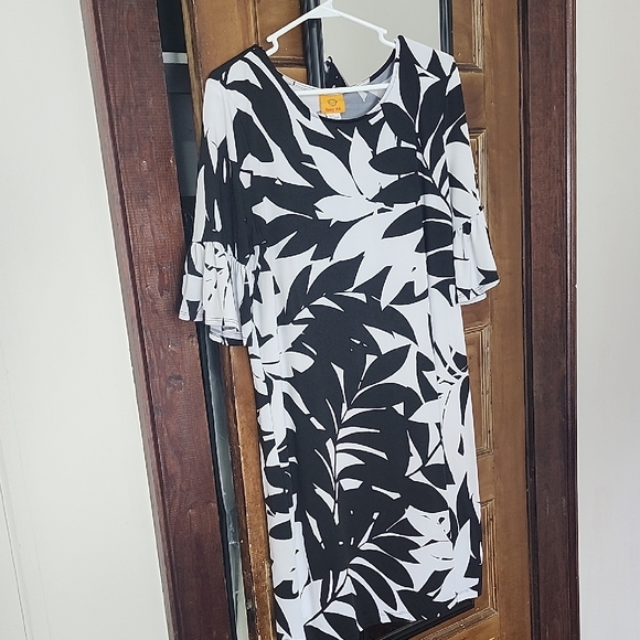 Ruby Rd. Monochrome Leaf Pattern Dress - Picture 3 of 3
